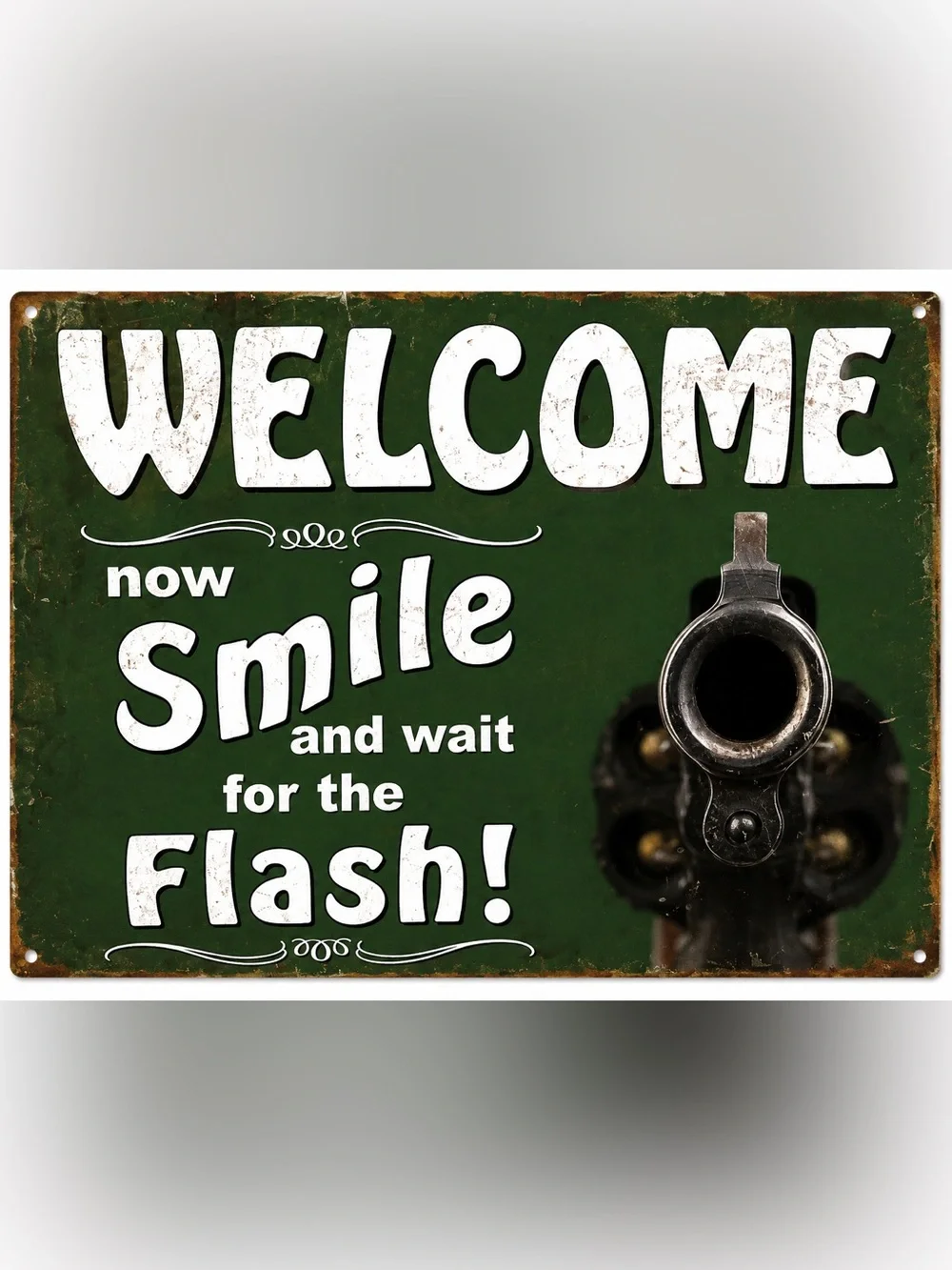 NEW Welcome Smile Flash Metal Sign